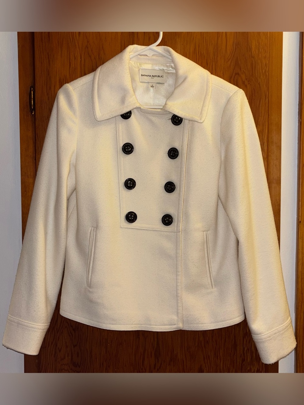 Banana Republic Factory White Wool Blend Double Breasted Peacoat Jacket S